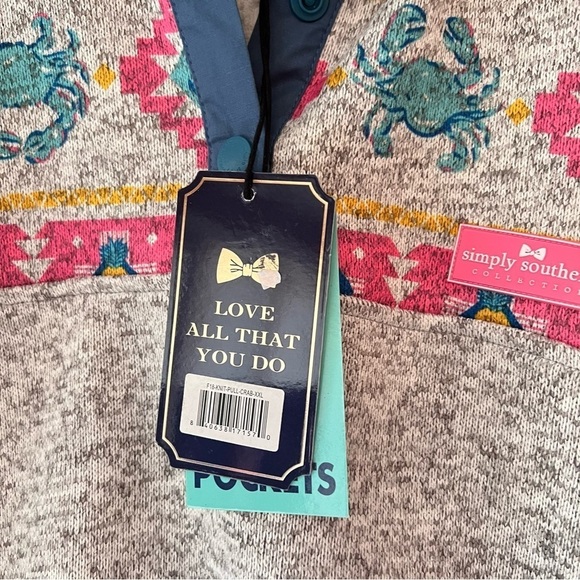 Simply Southern Nautical Crab Knit Snap Pullover in Smoke Size XXL NWT - Picture 9 of 13